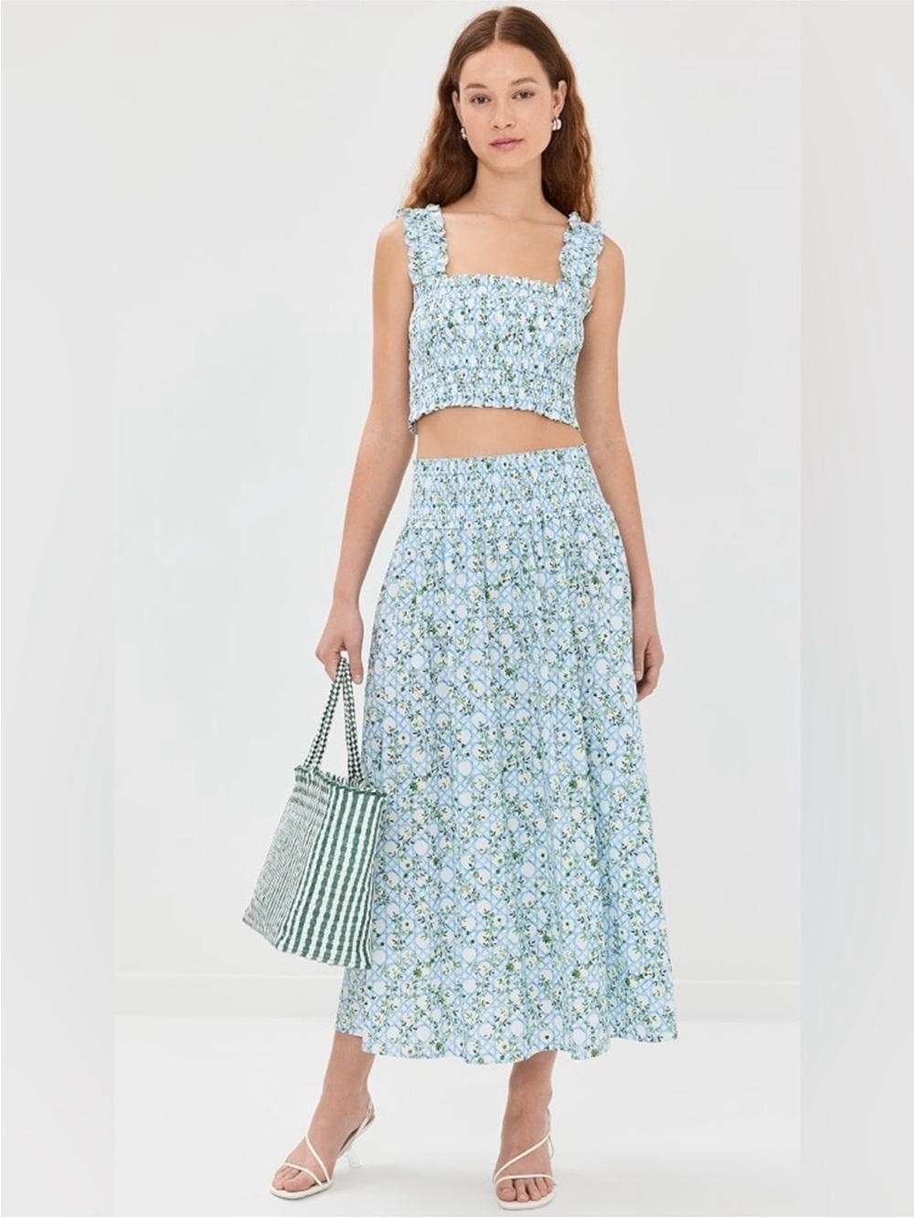 Hill House Light Blue Floral Maxi Dress Two-Piece